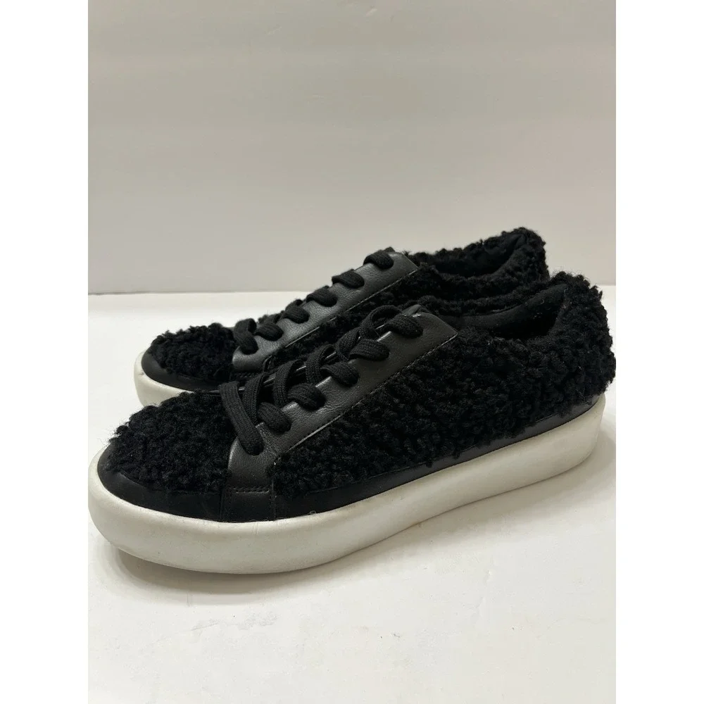 Aldo Olosen Sneakers Faux Fur Upper Black White Platform Sole Women's 9